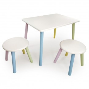 Детский комплект стол и два табурета круглых  (Белый, Белый, Цветной) в Елабуге - elabuga.mebel-74.com | фото