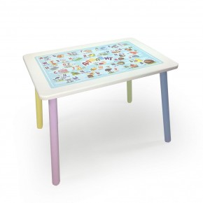 Детский стол с накладкой Алфавит (Белый/Цветной) в Елабуге - elabuga.mebel-74.com | фото