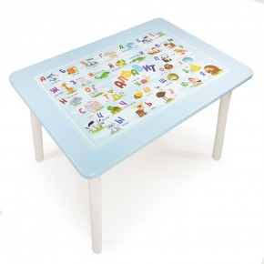 Детский стол с накладкой Алфавит  (Голубой/Белый) в Елабуге - elabuga.mebel-74.com | фото