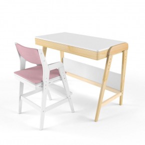 Комплект растущий стол и стул с чехлом 38 попугаев «Вуди» (Белый, Белый, Розовый) в Елабуге - elabuga.mebel-74.com | фото