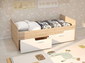 Кровать Умка К-001 + ящики (Дуб Сонома/Белый глянец) в Елабуге - elabuga.mebel-74.com | фото