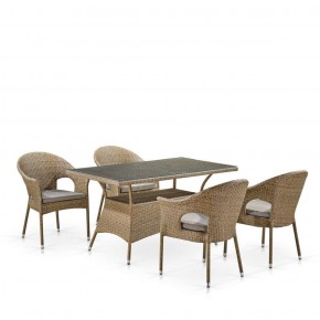 Обеденный комплект плетеной мебели T198B/Y79B-W56 Light Brown (4+1) в Елабуге - elabuga.mebel-74.com | фото