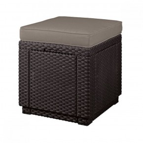 Пуфик Куб с подушкой (Cube with cushion) коричневый - серо-бежевый* в Елабуге - elabuga.mebel-74.com | фото