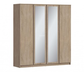 Шкаф 4х дверный с зеркалами Веста СБ-3082 (Дуб Сонома) в Елабуге - elabuga.mebel-74.com | фото