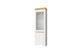 Шкаф с витриной  1V1D, TAURUS, цвет белый/дуб вотан в Елабуге - elabuga.mebel-74.com | фото
