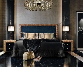 Спальный гарнитур Тиффани Premium черная/золото в Елабуге - elabuga.mebel-74.com | фото